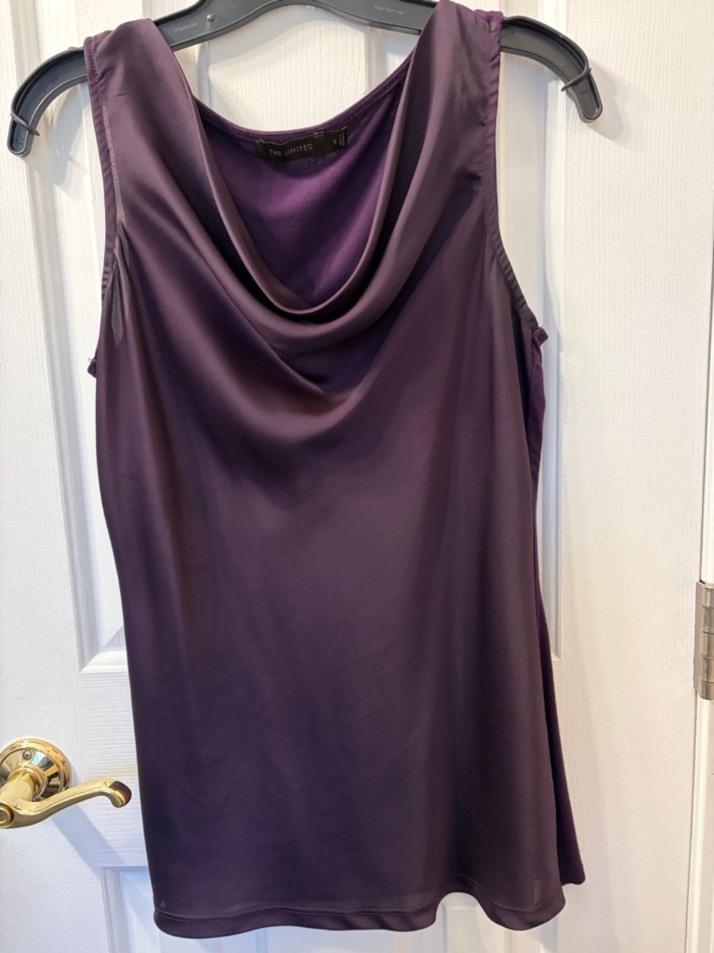 The Limited Eggplant Purple Cowl Neck Sleeveless Top